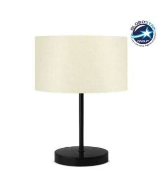 GLOBOSTAR® LARA 204-0075 Μοντέρνο Επιτραπέζιο Φωτιστικό Πορτατίφ με Ντουί 1 x E27 AC 220-240V IP20 - Μαύρο & Μπεζ - Μ24 x Π24 x Υ35cm